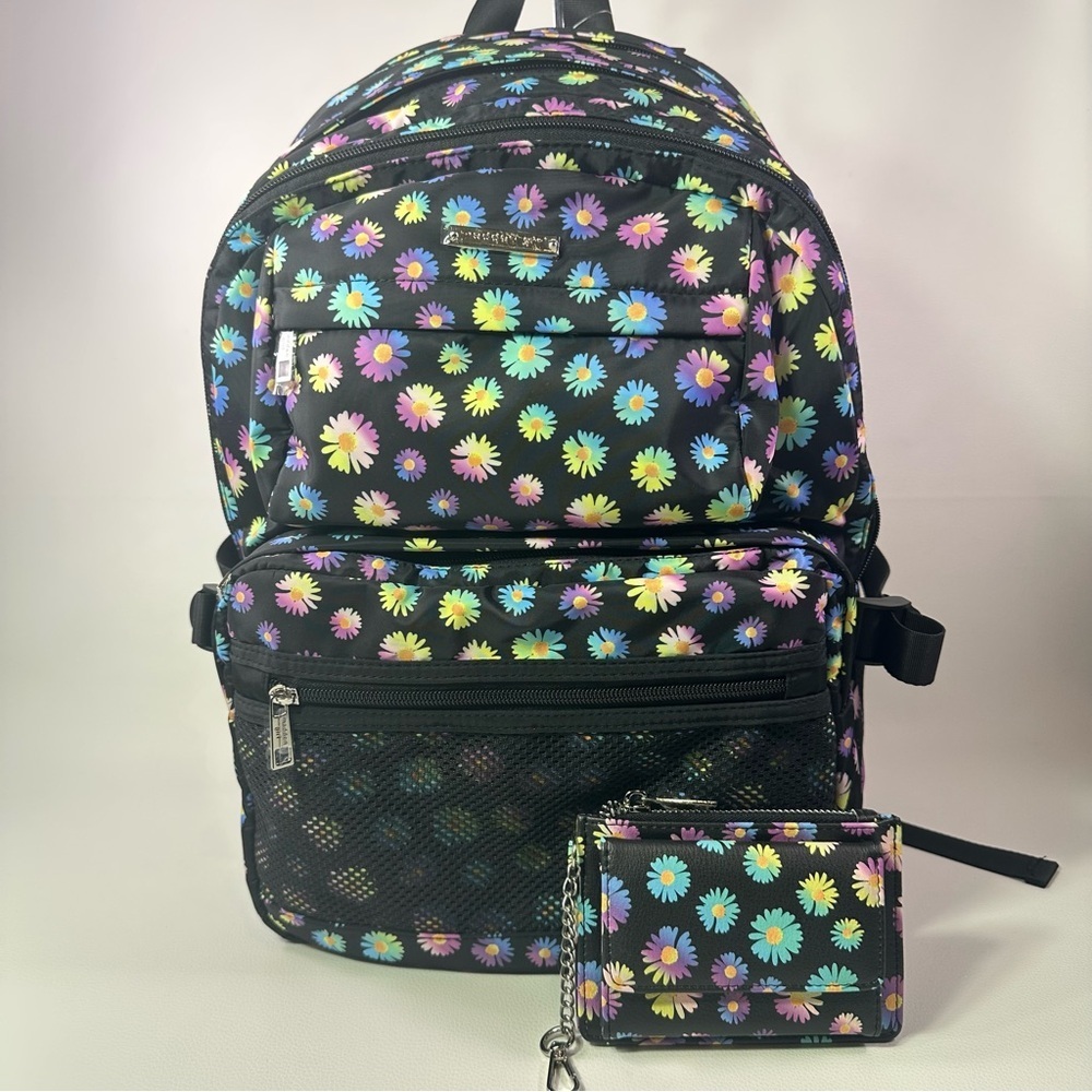 NEW Madden Girl Rainbow Daisy Backpack and Zipper Wallet and Set